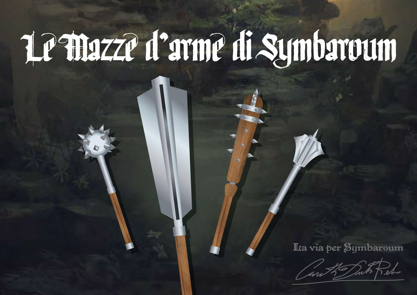 Immagini di mazze d'armi medievali del gioco di ruolo Symbaroum